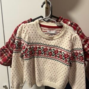 Tommy Bahama Cream Sweater with Red and Green Pattern